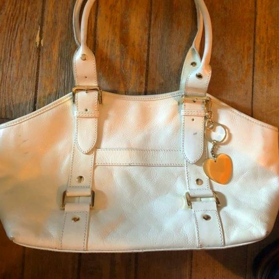 White leather bag