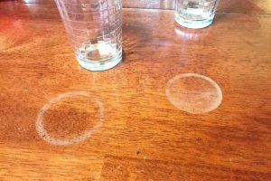 Methods for removing water stains from wooden surfaces