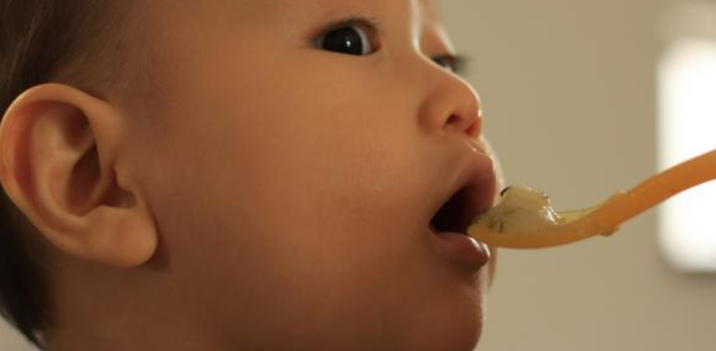 In the fourth month, what is baby food?